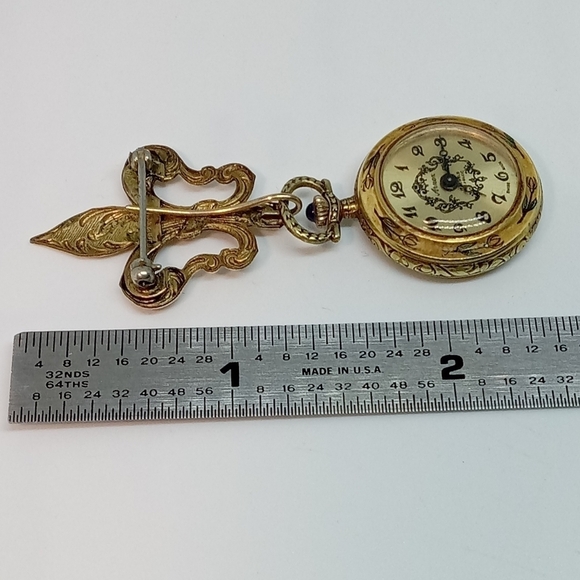 * vintage Arnex 12K Gold Fill working mechanical Swiss watch brooch pin - Picture 4 of 8